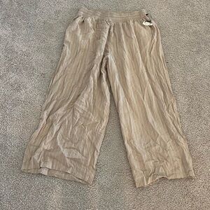 Ava + Viv 3X Linen Blend Pinstriped Taupe Pants